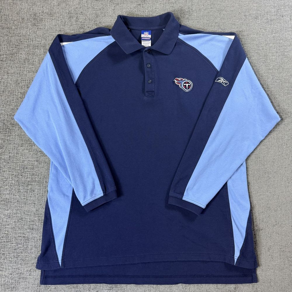 Tennessee Titans‎ Reebok Polo Shirt Mens XLT Blue Long Sleeve NFL Play Dry